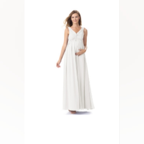 Azazie Madison Maternity Bridesmaids Dress Ivory A16 - Picture 1 of 6